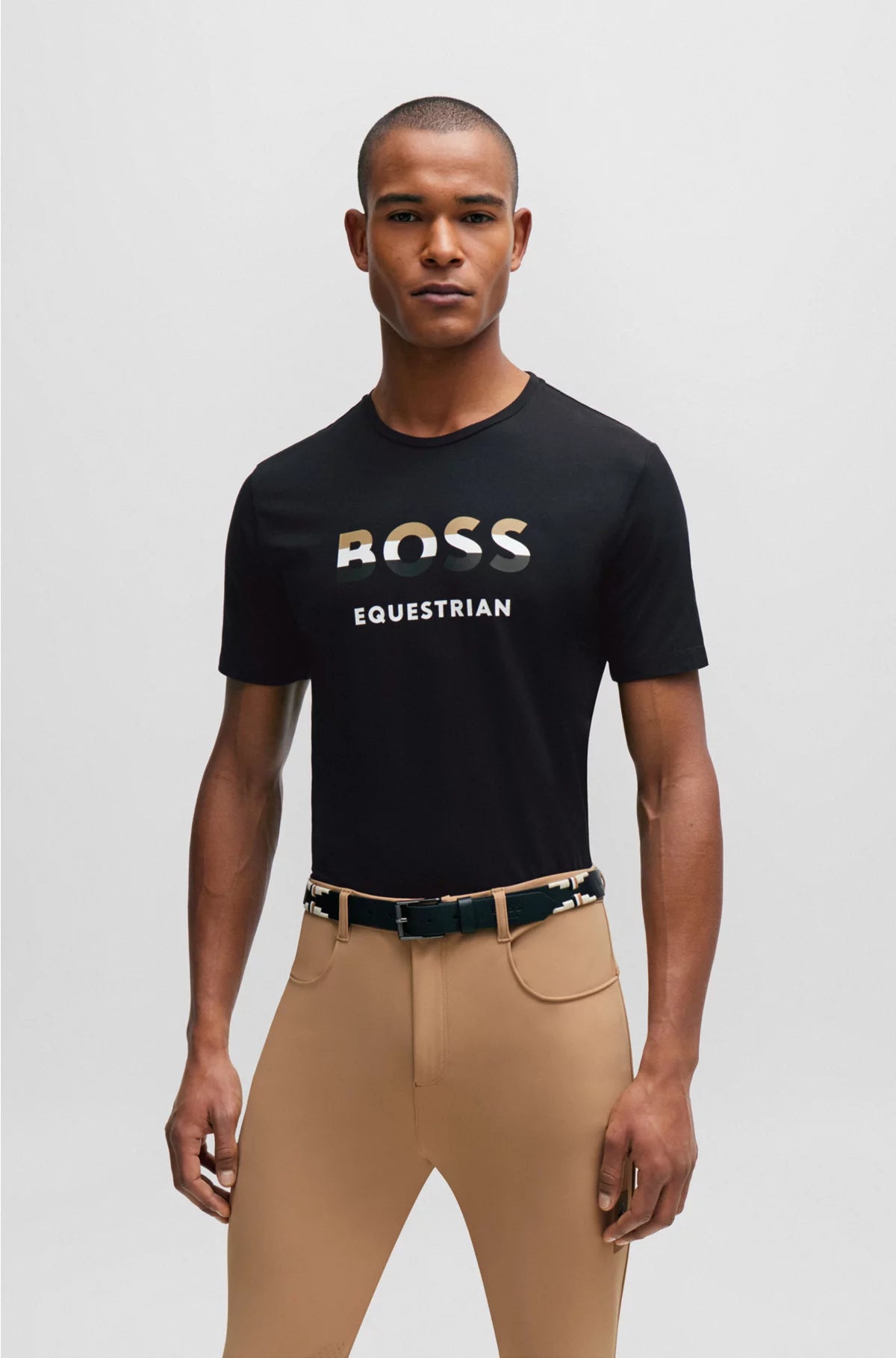 EQUESTRIAN SHORT-SLEEVED STRETCH-COTTON T-SHIRT WITH LOGO