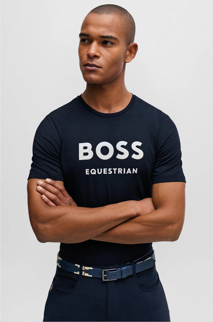 EQUESTRIAN SHORT-SLEEVED STRETCH-COTTON T-SHIRT WITH LOGO