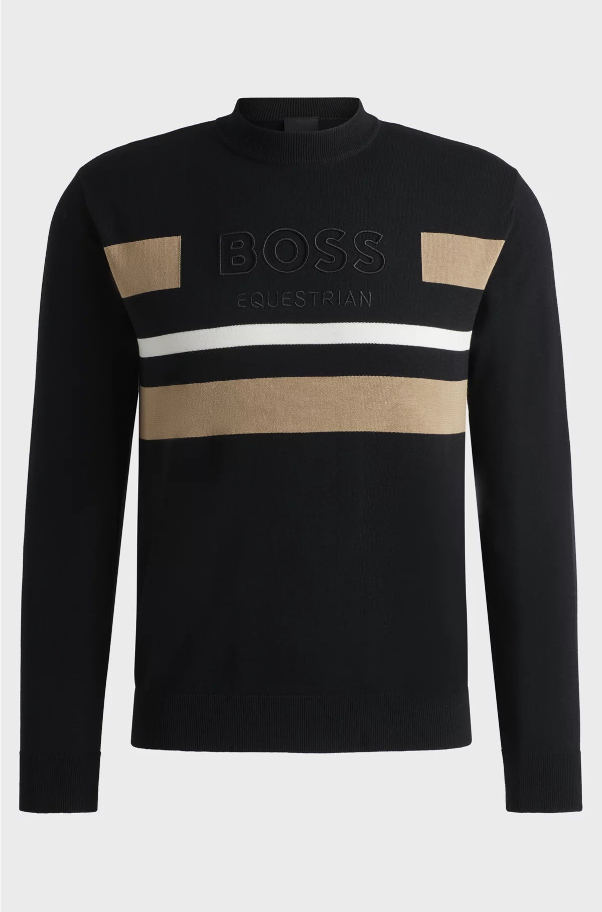EQUESTRIAN COTTON SWEATER WITH CONTRASTING STRIPES