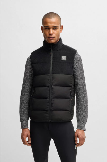 EQUESTRIAN WATERPROOF PADDED GILET WITH CORDUROY PANEL