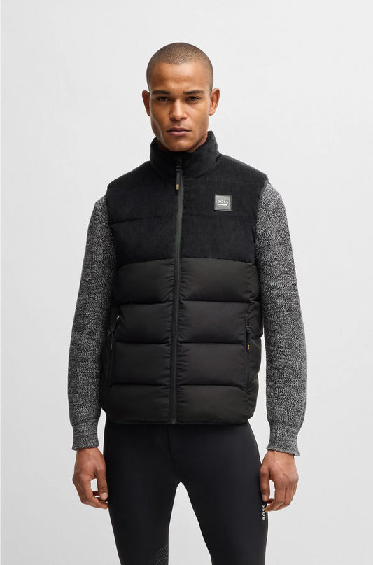 EQUESTRIAN WATERPROOF PADDED GILET WITH CORDUROY PANEL