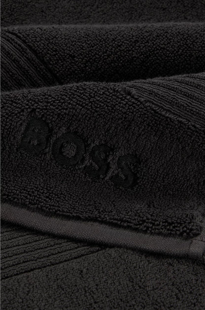 BLACK AEGEAN-COTTON BATH TOWEL WITH TONAL LOGO