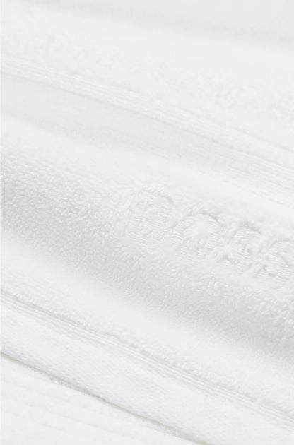 WHITE AEGEAN-COTTON GUEST TOWEL WITH TONAL LOGO