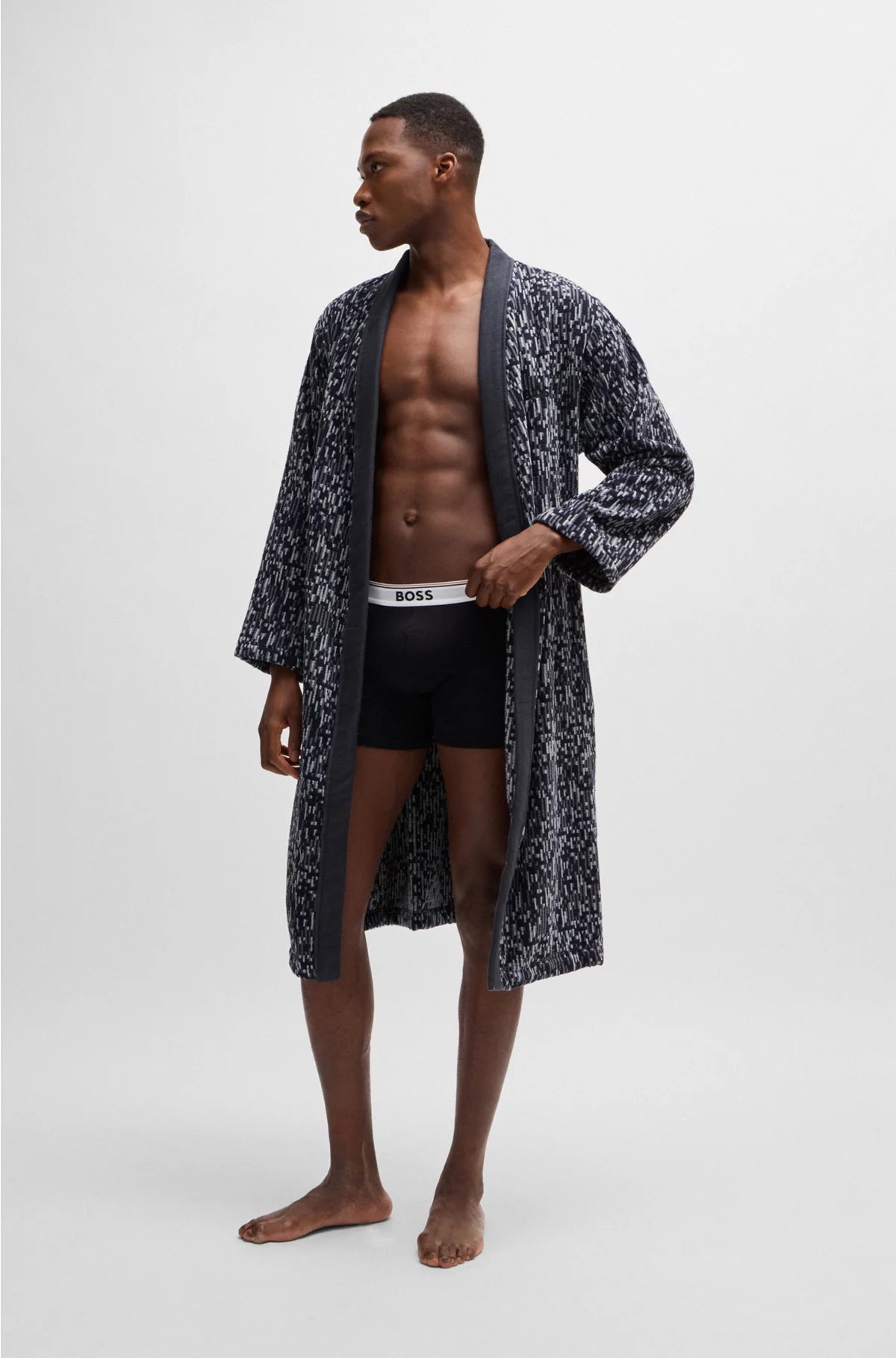 COTTON-JACQUARD DRESSING GOWN WITH EMBROIDERED LOGO