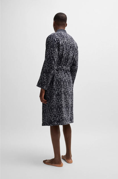 COTTON-JACQUARD DRESSING GOWN WITH EMBROIDERED LOGO