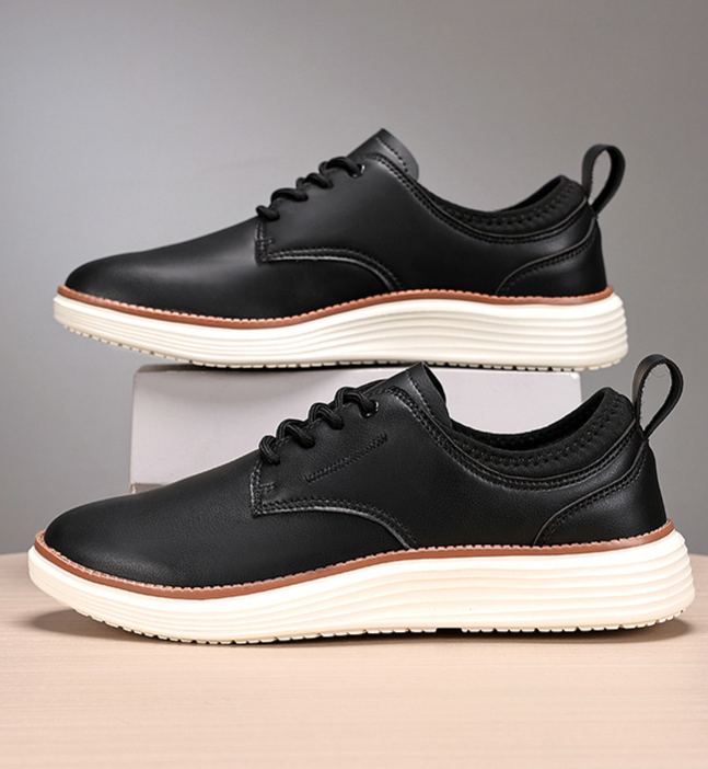 Men’s Comfortable Lace-Up Brogue Sneakers – Genuine Leather, Arch Support, Wide-Toe Fit, Shock-Absorbing Sole for All-Day Comfort