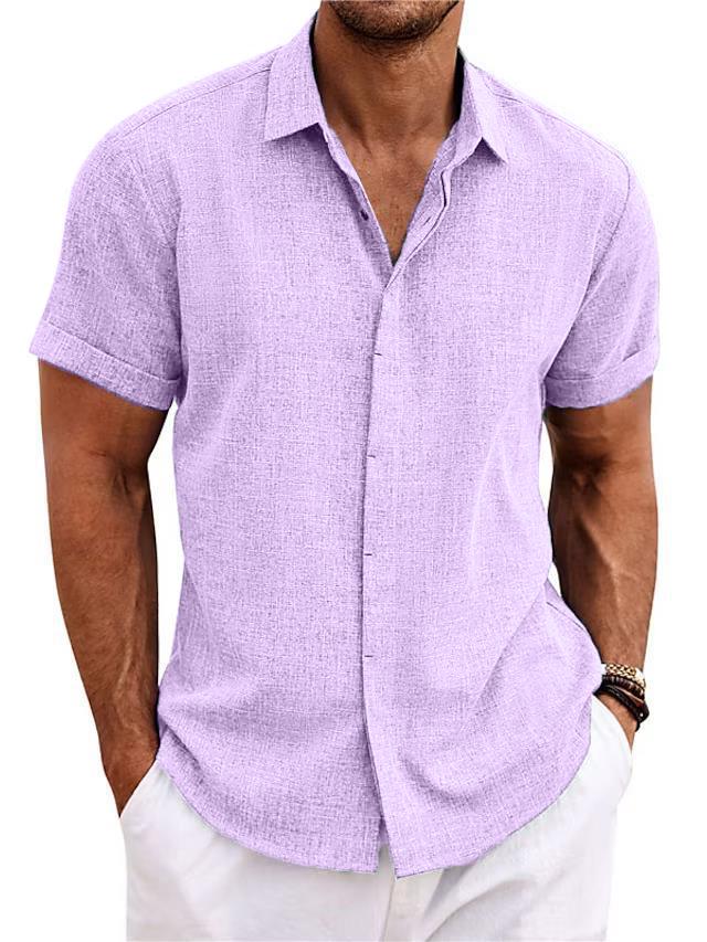 Mokaloha-Men's Cotton Linen Casual Short Sleeve Quality Beach Hawaiian Daily Shirt