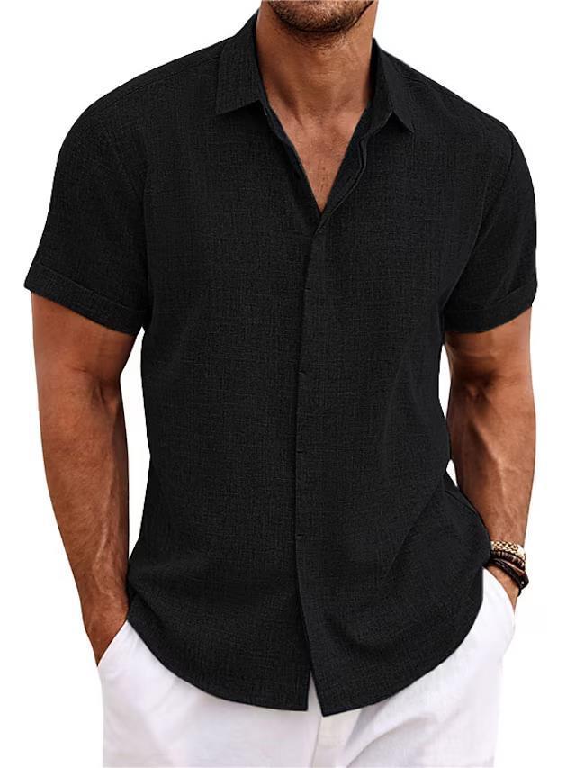 Mokaloha-Men's Cotton Linen Casual Short Sleeve Quality Beach Hawaiian Daily Shirt