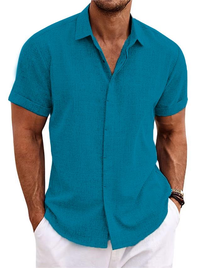 Mokaloha-Men's Cotton Linen Casual Short Sleeve Quality Beach Hawaiian Daily Shirt