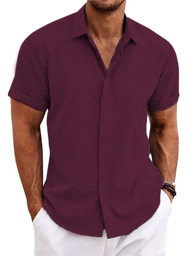 Mokaloha-Men's Cotton Linen Casual Short Sleeve Quality Beach Hawaiian Daily Shirt