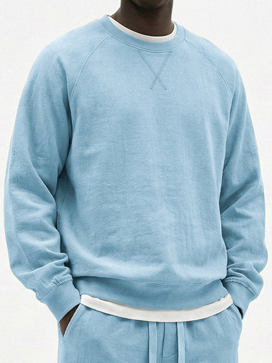 Men's Casual Cotton Embroidered Patchwork Long-Sleeve T-Shirt