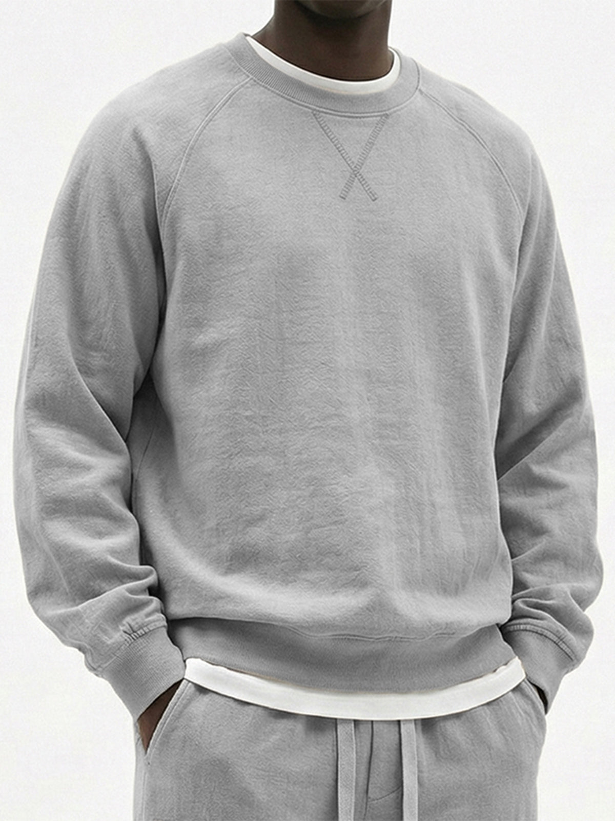 Men's Casual Cotton Embroidered Patchwork Long-Sleeve T-Shirt